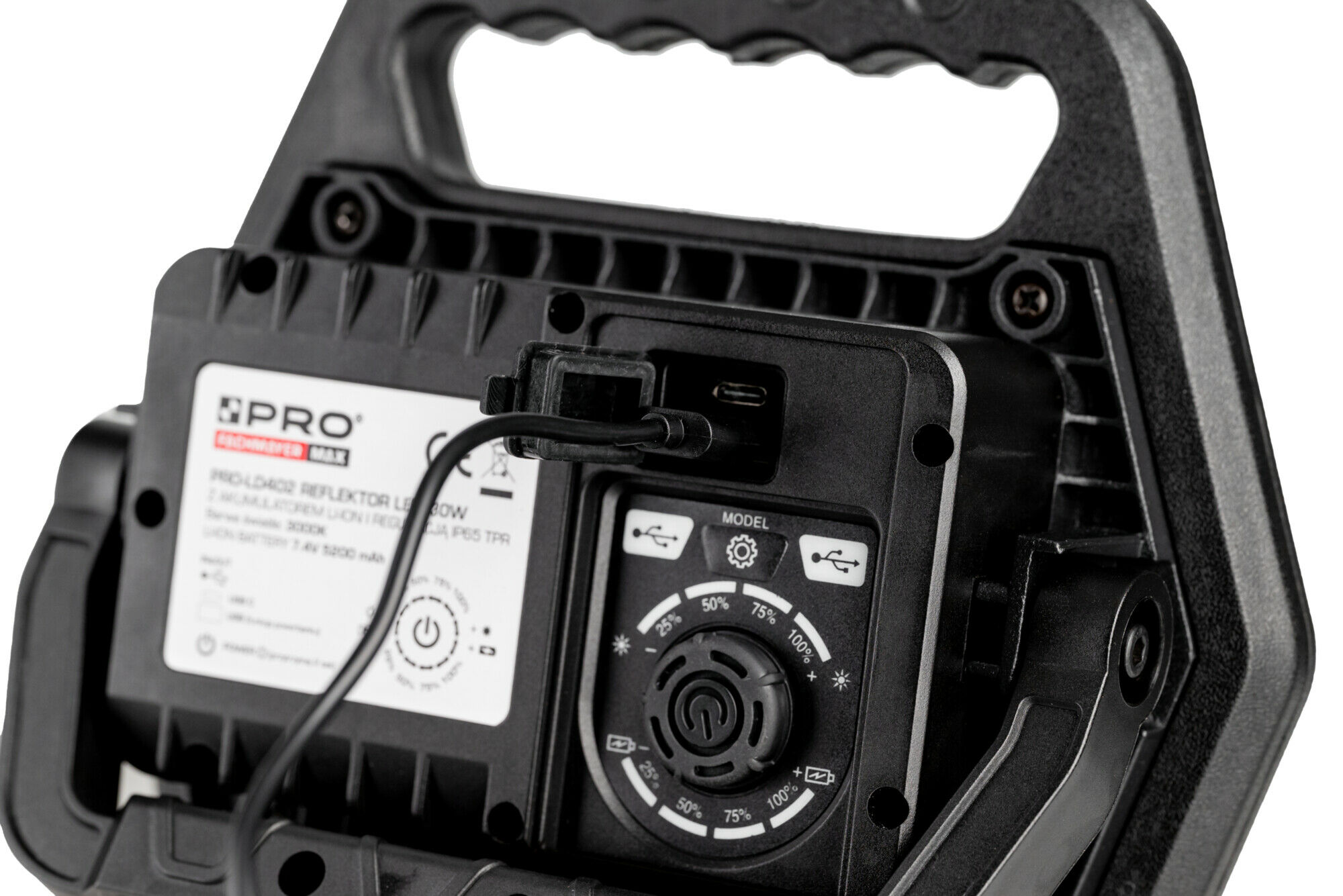 REFLEKTOR LED 30W Z AKUMULATOREM LI-ION I REGULACJĄ JASNOŚCI IP 65 TPR - obrazek 5