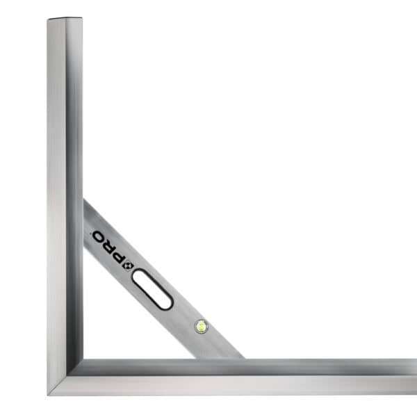 Kątownica murarska trapezowa ze wskaźnikiem i uchwytem 100x100