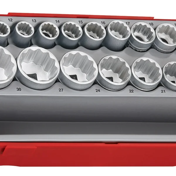 17-elementowy zestaw nasadek 12-kątnych z chwytem kwadratowym 12, Teng Tools TT1217