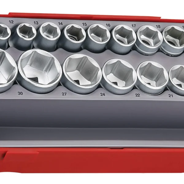 17-elementowy zestaw nasadek 6-kątnych z chwytem kwadratowym 1/2", Teng Tools TT1217-6