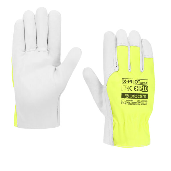RĘKAWICE WZMOCNIONE KOZIĄ SKÓRĄ X-PILOT NEON