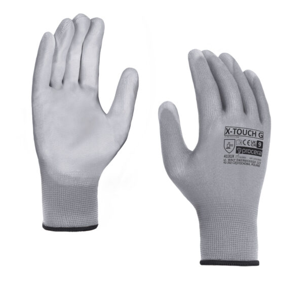 RĘKAWICE OCHRONNE POWLEKANE PU X-TOUCH GREY