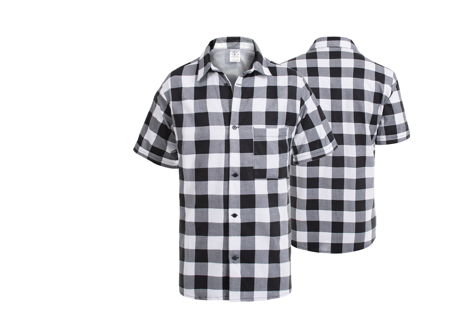 KOSZULA FLANELOWA KRÓTKI RĘKAW BIAŁO-CZARNA