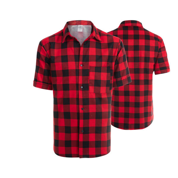 KOSZULA FLANELOWA KRÓTKI RĘKAW CZERWONA