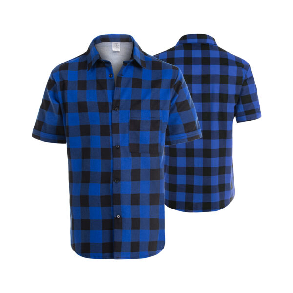 KOSZULA FLANELOWA KRÓTKI RĘKAW NIEBIESKA