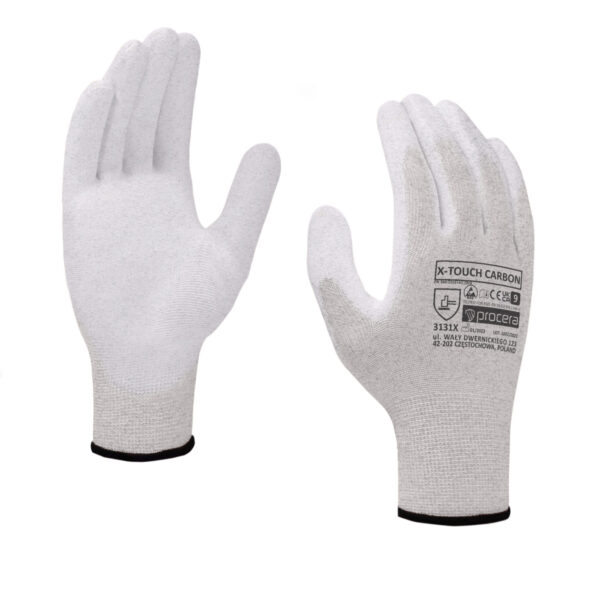 RĘKAWICE OCHRONNE POWLEKANE PU X-TOUCH CARBON ESD