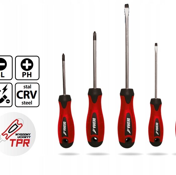 DEDRA zestaw śrubokrętów, wkrętaków z magnesem 5 szt.