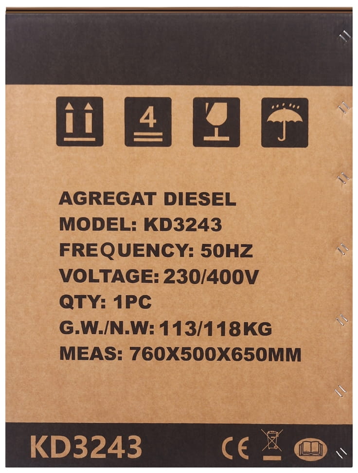 Agregat prądotwórczy DIESEL 7KW 230V/400V KD3243 - obrazek 29