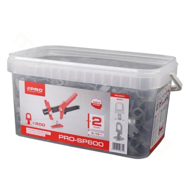 SYSTEM POZIOMUJĄCY PRO-SP600 KLIPSY 800 SZT + WIADRO 10L Pro