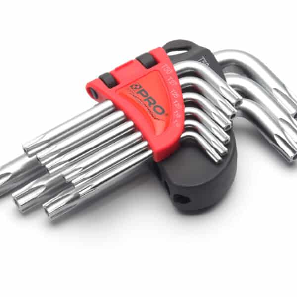 Zestaw 9 kluczy TORX z otworem, krótkich