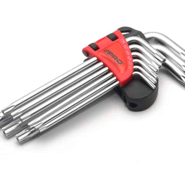 Zestaw 9 kluczy TORX z otworem, długich