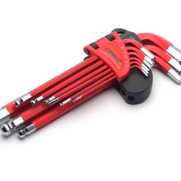 Zestaw 9 kluczy HEX z kulką, antypoślizgowych długich