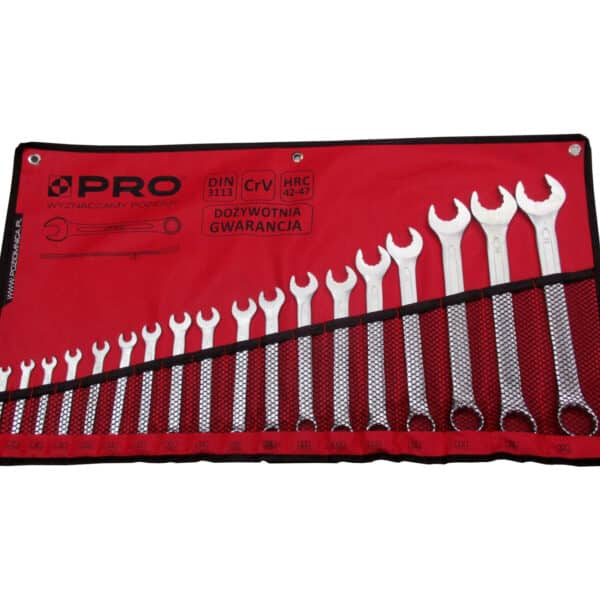 Zestaw kluczy płaskooczkowych odgiętych super drive + spline 18 szt.