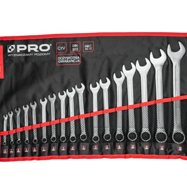 Zestaw kluczy płaskooczkowych odgiętych 18 szt.