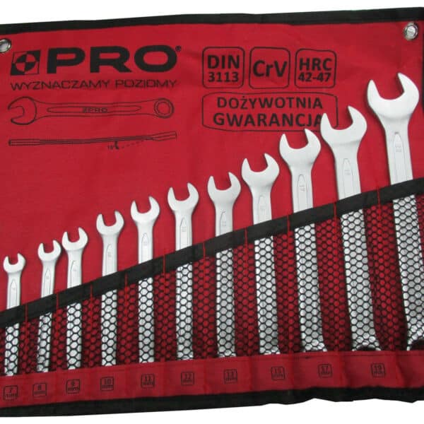 Zestaw kluczy płaskooczkowych odgiętych 12 szt.