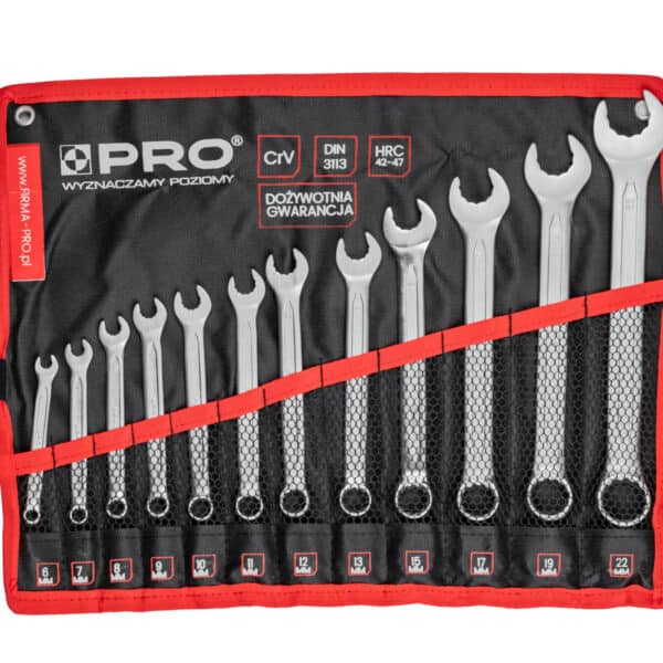 Zestaw kluczy płaskooczkowych odgiętych super drive + spline 12 szt.