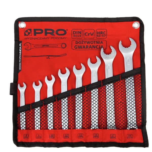 Zestaw kluczy płaskooczkowych odgiętych super drive + spline 8 szt.