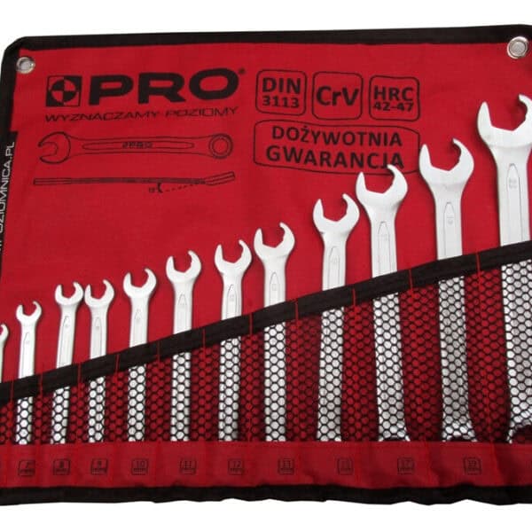 Zestaw kluczy płasko oczkowych odgiętych z grzechotką 12 szt.