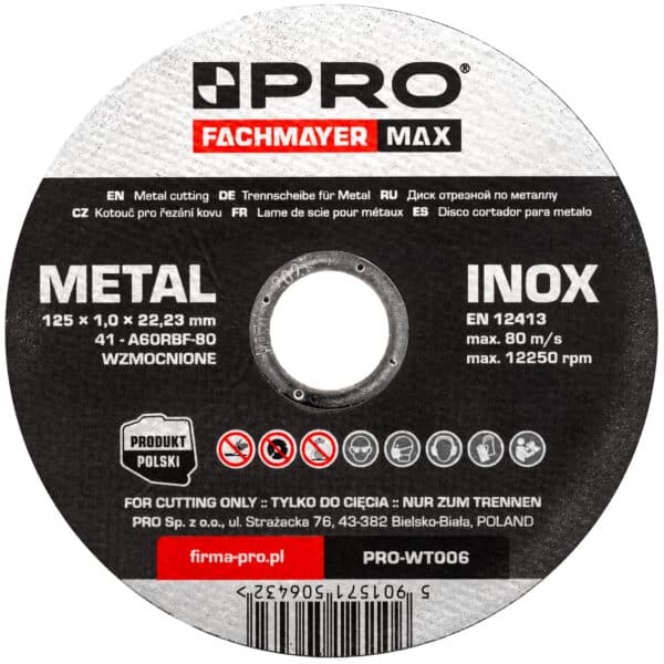 Tarcza do metalu - inox 41-125 x 1.0 x 22.23