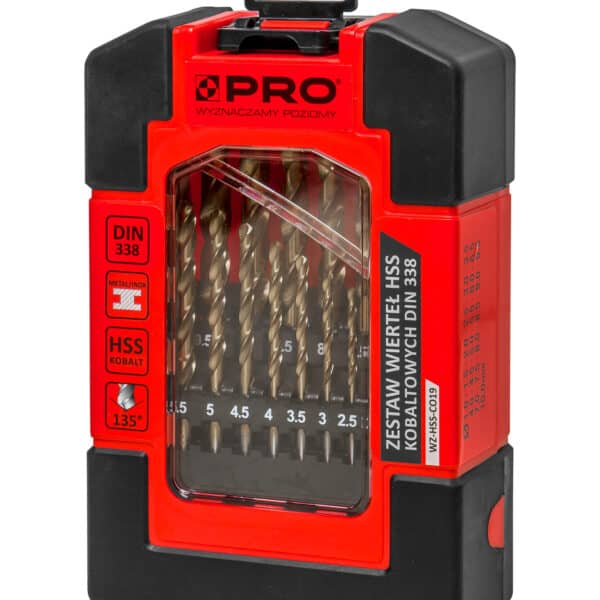 Zestaw wierteł kobaltowych HSS CO - 19 szt. 1-10 x 0.5 mm