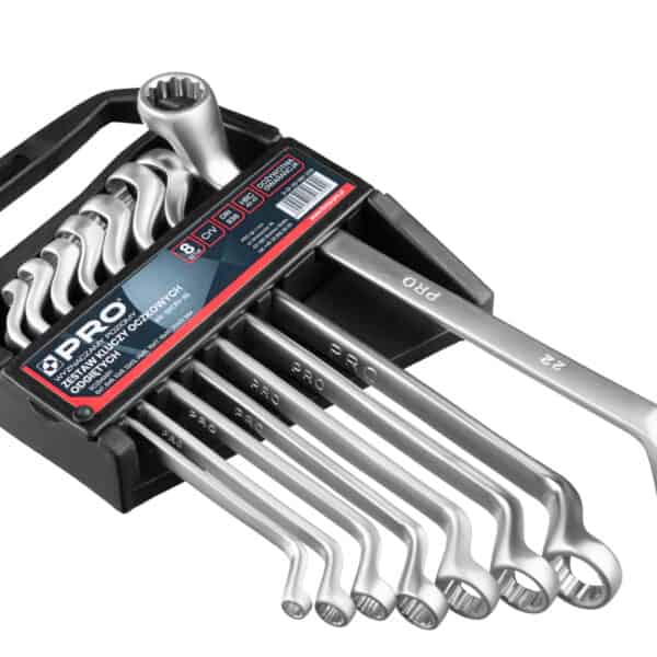 Zestaw kluczy oczkowych odgiętych  8 szt. CRV