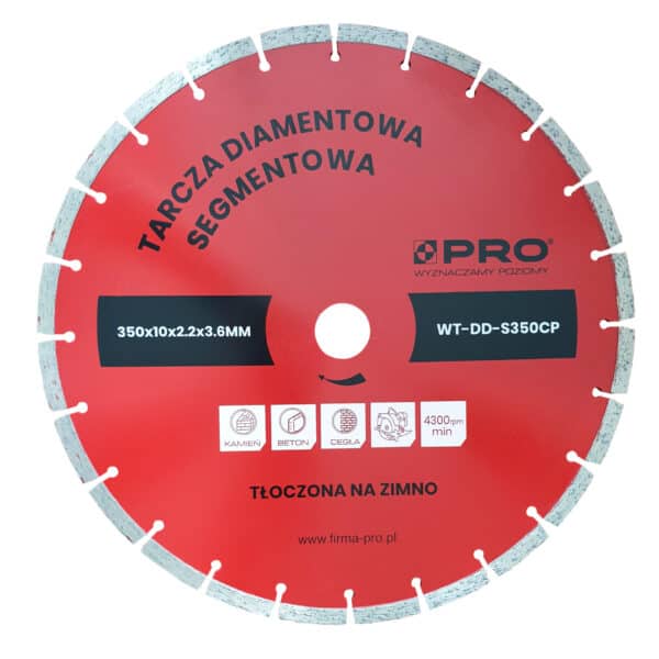 Tarcza diamentowa segmentowa tłoczona na zimno 350 x 10 x 2.2 x 3.6 mm