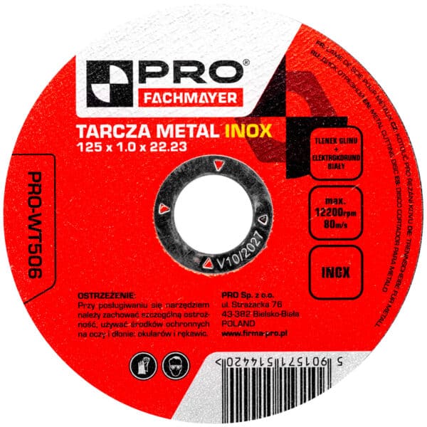 Tarcza do metalu inox 125 x 1.0 x 22.23 mm