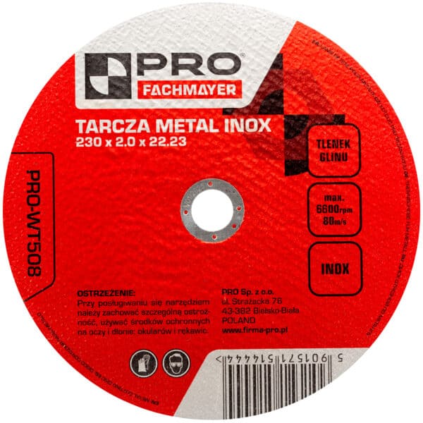 Tarcza do metalu inox 230 x 2.0 x 22.23 mm