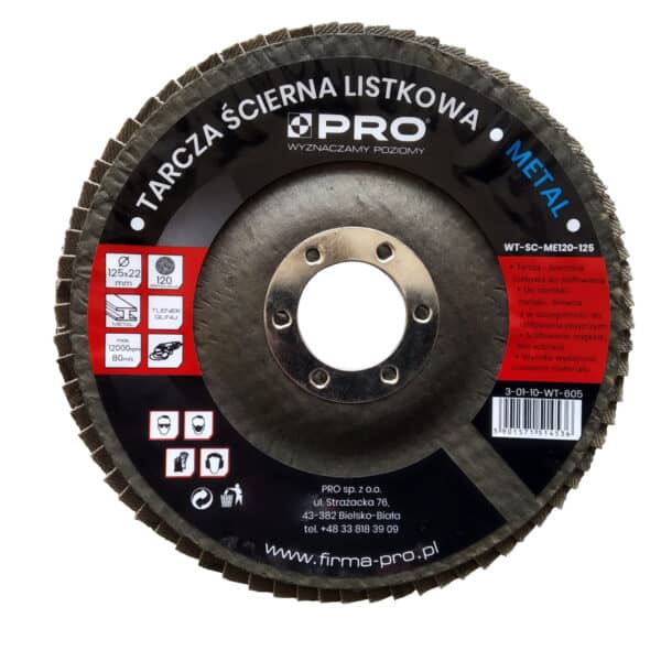 Tarcza ścierna listkowa do metalu gran. 120 x 125 mm