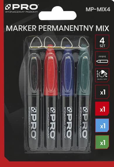 Marker permanentny mix blister 4 szt.