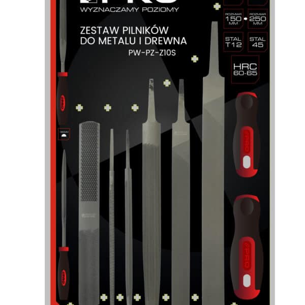 Zestaw pilników do drewna i metalu 10 szt. z wymienną rączką