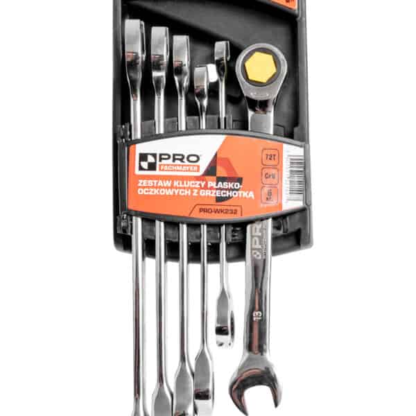 Zestaw kluczy płaskooczkowych z grzechotką 6 szt.