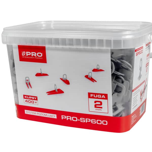 System poziomujący PRO-SP600 2 mm klipsy 400 szt. wiadro 5 l