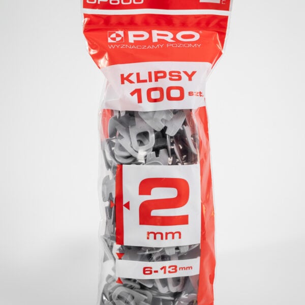 System poziomujący PRO-SP600 2 mm klipsy 100 szt. worek