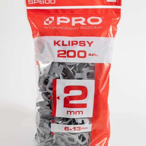 System poziomujący PRO-SP600 2 mm klipsy 200 szt. worek