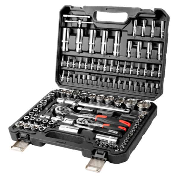 Zestaw kluczy nasadowych z grzechotkami 1/2" i 1/4" 108 szt. CrV