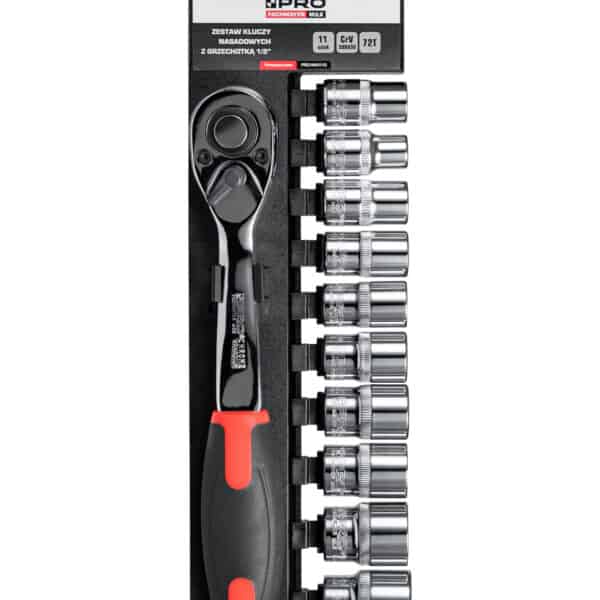 Zestaw kluczy nasadowych z grzechotką 1/2" 11 szt. CrV Pro