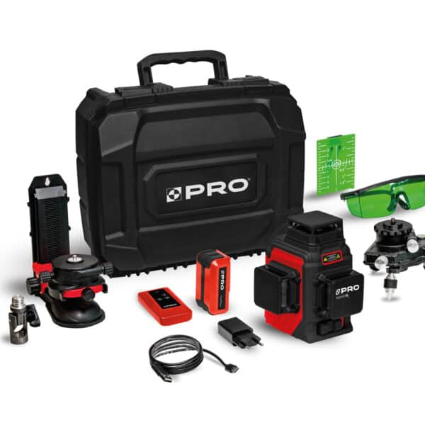 Laser wieloliniowy PRO-AQ3DG (zielona wiązka) Zestaw PLUS