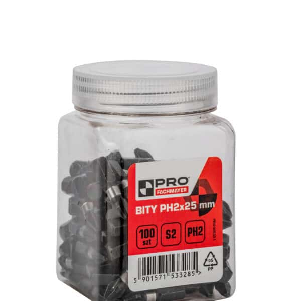 Bity PH2x25mm S2black - słoik 100 szt
