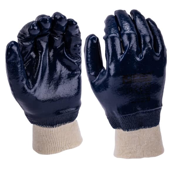 RĘKAWICE OCHRONNE OLEJOODPORNE BAWEŁNIANE NITRYLOWE NIEBIESKIE ROZM. 11