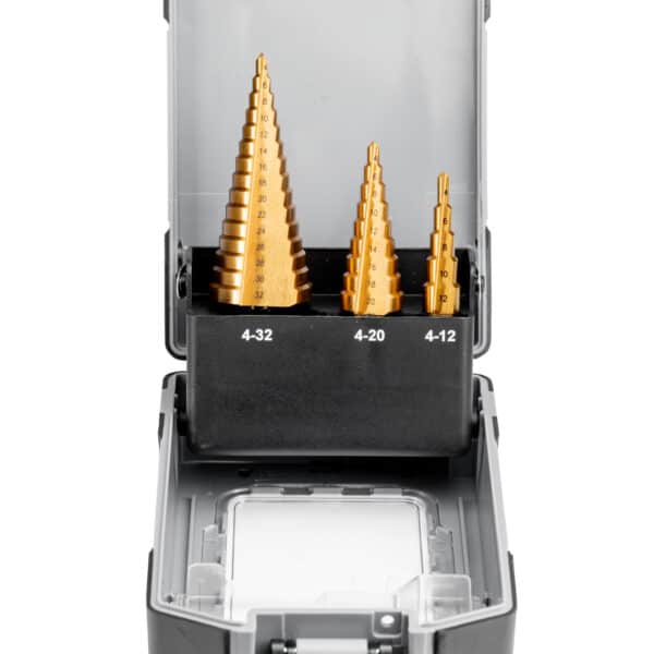 Zestaw wierteł stopniowych tytanowanych HSS M2 TIN 3 szt.