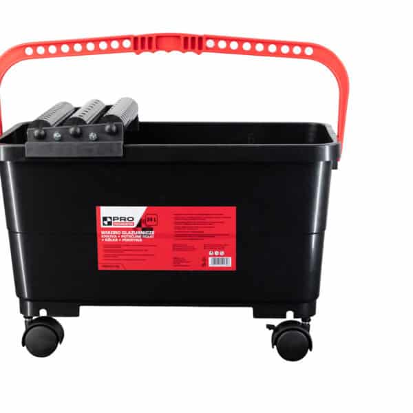 Wiadro glazurnicze 24 l + kratka + potrójne rolki + kółka + pokrywa