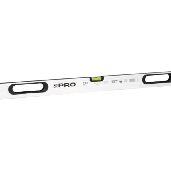 Poziomnica PRO800 malowana biała dwustronnie frezowana z uchwytami i libellą 2% 100 cm