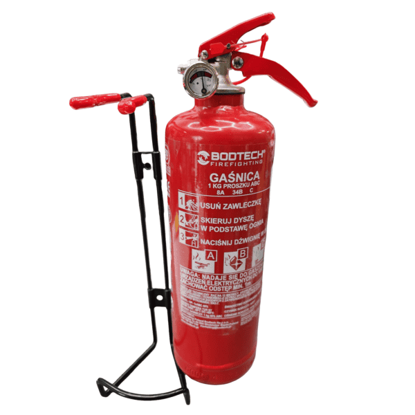 Gaśnica proszkowa 1 kg ABC Bodtech – kompaktowa gaśnica samochodowa i domowa z uchwytem