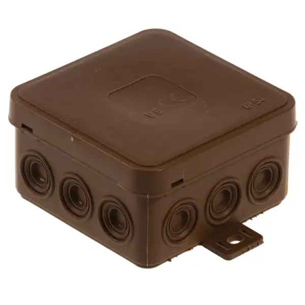 Puszka n/t hermetyczna V5 IP-54 75x75x41 12-wl klik z osłabieniami brązowa V5 BRĄZOWA