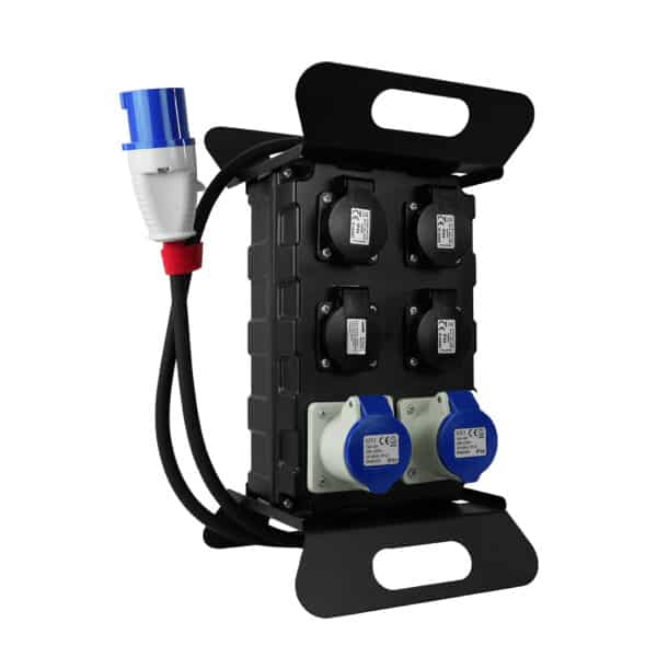 Rozdzielnica budowlana przenośna CAMPING – 5 gniazd 230V + USB, przewód H07RN-F 3x2,5, 2m