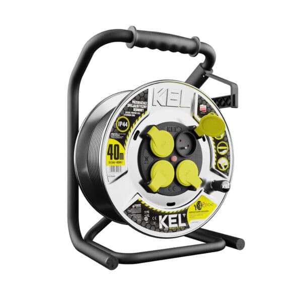 Przedłużacz bębnowy PB-HEAVY 40m 3x1,5 H05RR-F – metalowy bęben, stałe gniazda, IP44