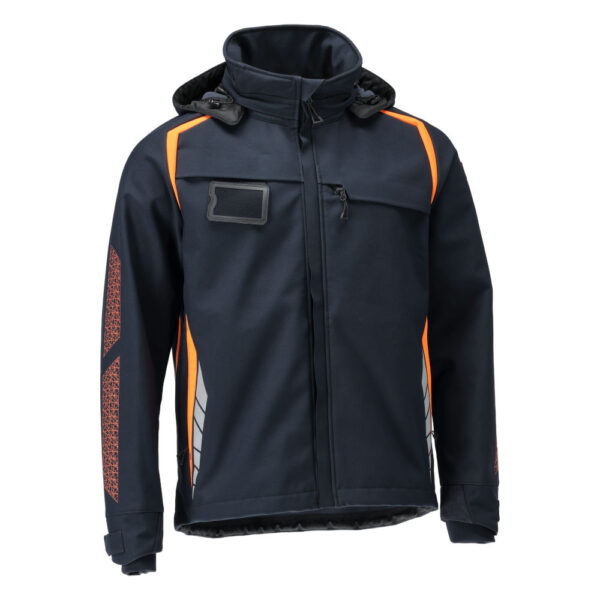 MASCOT ACCELERATE SAFE 23002-246-01014 – kurtka softshell z kapturem, ciemny granat/pomarańcz hi-vis