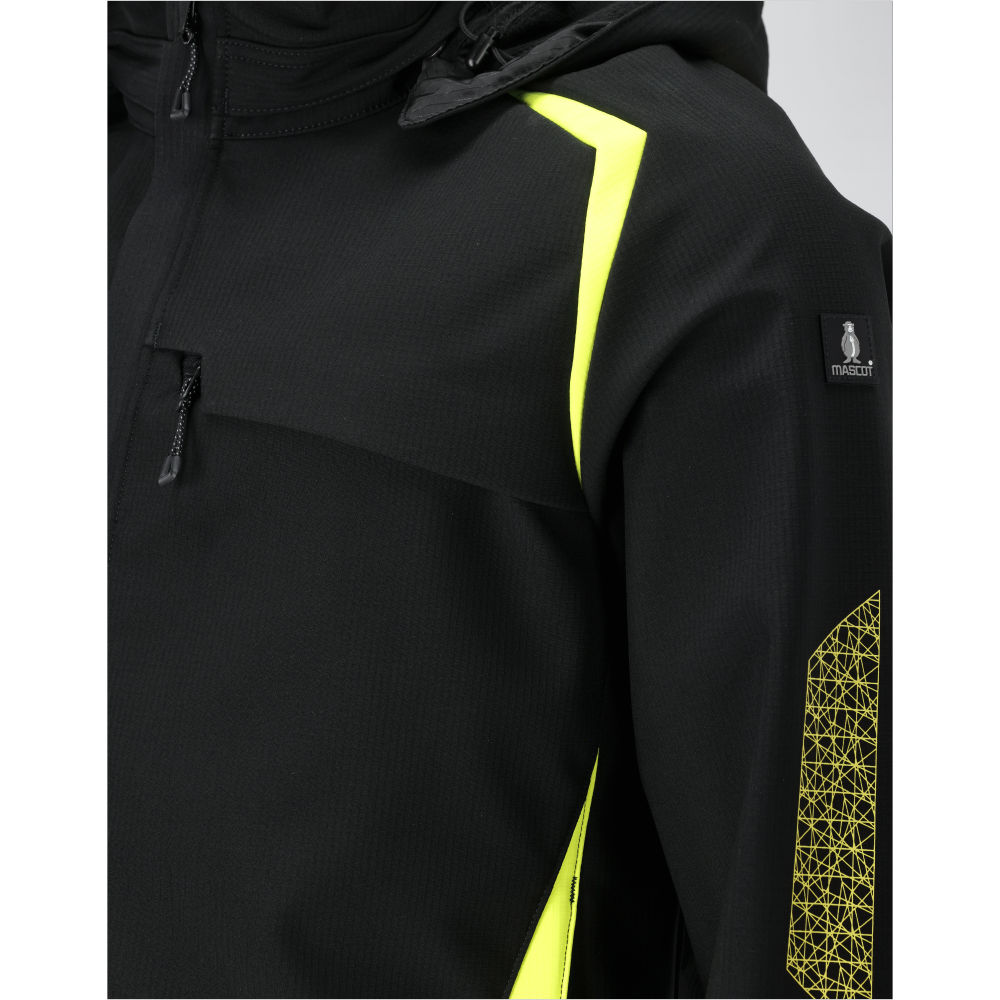 MASCOT ACCELERATE SAFE 23002-246-0917 – kurtka softshell z kapturem, czarna/żółta hi-vis, oddychająca i wiatroszczelna 29 MASCOT ACCELERATE SAFE 23002-246-0917 – kurtka softshell z kapturem, czarna/żółta hi-vis, oddychająca i wiatroszczelna - obrazek 29