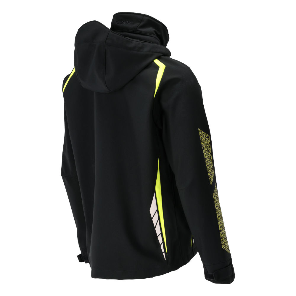 MASCOT ACCELERATE SAFE 23002-246-0917 – kurtka softshell z kapturem, czarna/żółta hi-vis, oddychająca i wiatroszczelna 9 MASCOT ACCELERATE SAFE 23002-246-0917 – kurtka softshell z kapturem, czarna/żółta hi-vis, oddychająca i wiatroszczelna - obrazek 9